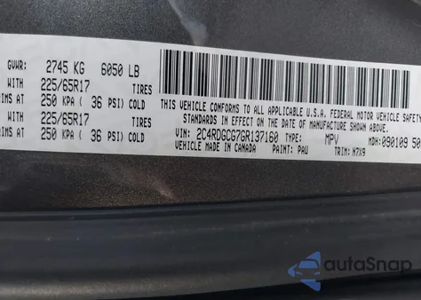 2016 Dodge Grand Caravan Sxt from USA, damaged, VIN 2C4RDGCG7GR137160